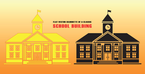 Classic School Building Silhouette Vector Design