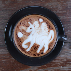 hot mocha on the table in coffee shop
