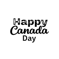 Happy Canada Day greeting in a black and white typographic style for a national holiday