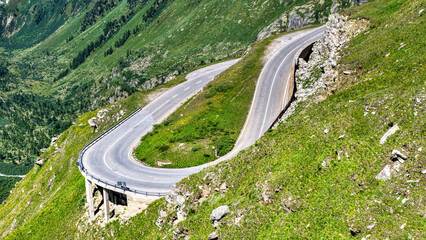 Furkapass, Furkapassstrasse, Luftaufnahme, Schweiz, Juni 2025
