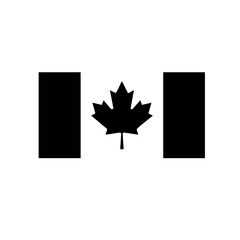 Stylized Canadian flag in black and white representing national identity