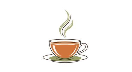 Obraz premium Minimalist Hot Drink Illustration – Coffee or Tea Cup with Steam Vector