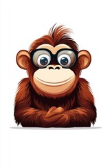 A vibrant flat style illustration of an orangutan, isolate on white background, emphasizing its playful nature.