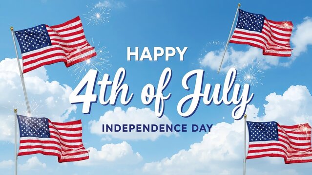 vibrant and festive 4th of july celebration with american flag and blue sky