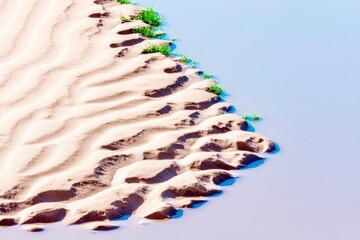 Rippled Sandbar Emerging from Tide at Shoreline