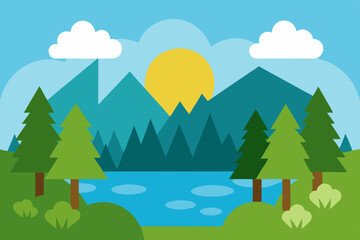 Obraz premium Serene Mountain Lake Landscape A Peaceful Nature Scene