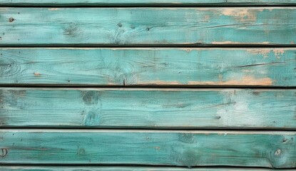 Obraz premium Rustic Teal Wooden Plank Wall with Weathered Texture Ideal for Backgrounds and Vintage Designs