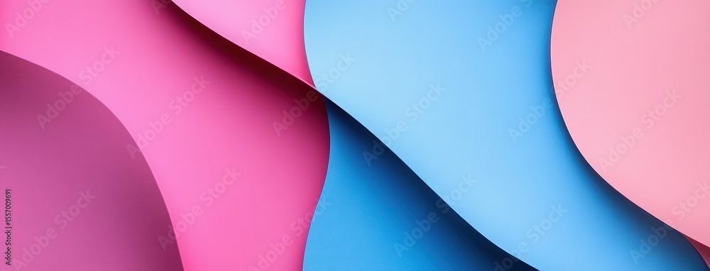 Poster colorful curved paper background with pink and blue waves creating a modern abstract design for crea