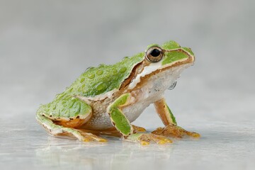 Fototapeta premium A green frog under the rain banner