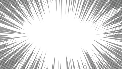 Gray Radial Burst and Halftone Effect, PNG Background