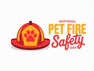 National pet fire safety day awareness with firefighter helmet and paw print