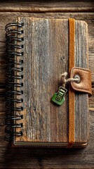 Rustic Brown Wooden Spiral Notebook with Leather Accents