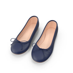 Navy Blue Ballerina Flats, Elegant Womens Footwear, transparent background ,png