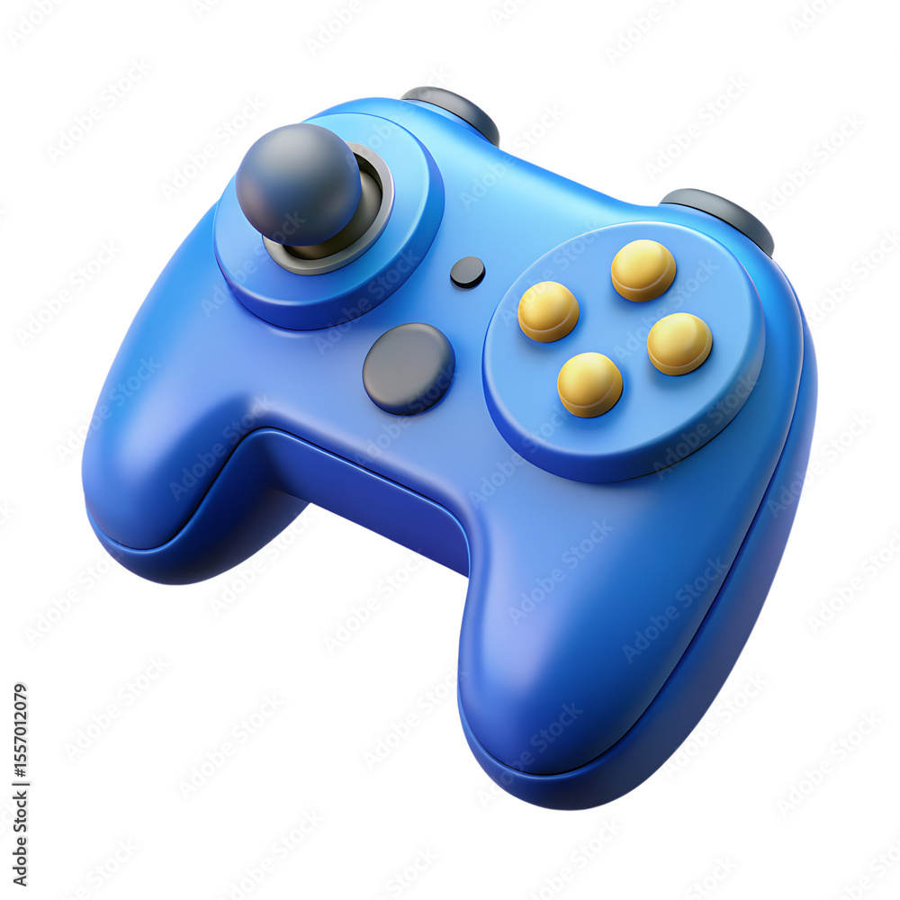 Poster realistic blue console game controller 3d rendering