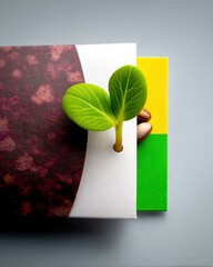 Seed Packet Mockup: Closeup of a Green Sprout Emerging from Earthy-Colored Paper Packaging