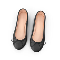 Black Ballerina Flats, Elegant Womens Footwear, transparent background, png