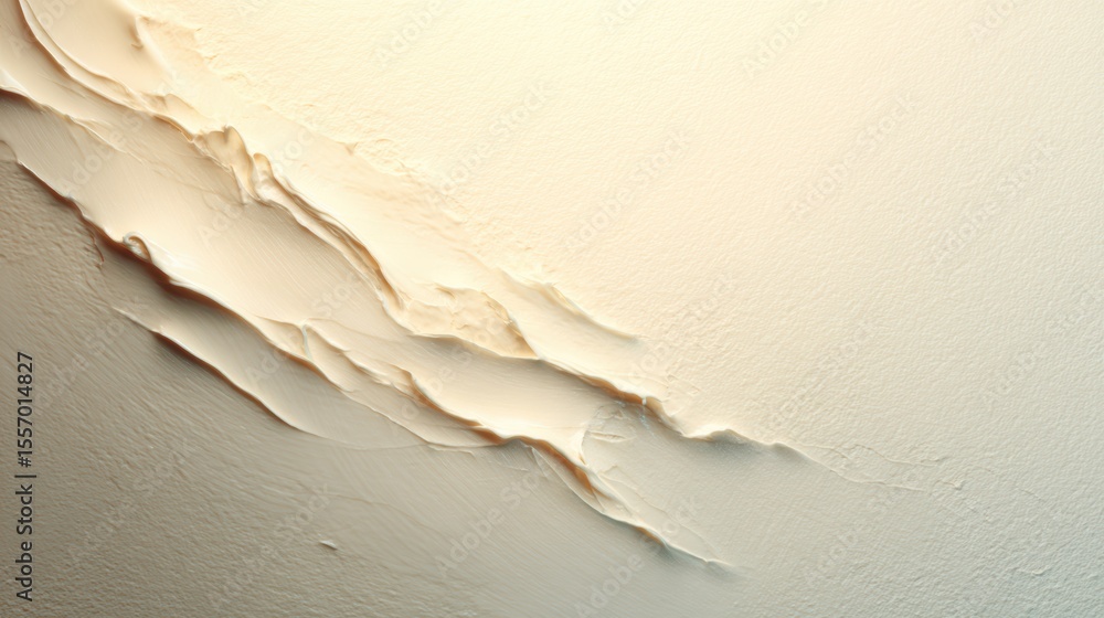 Poster abstract close-up of textured wall with a cream color and layered paint, creating a modern and artis