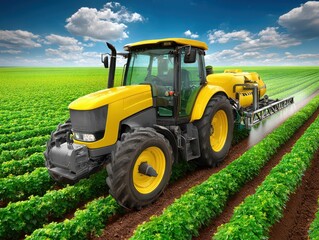 Obraz premium A tractor that sprays the crop