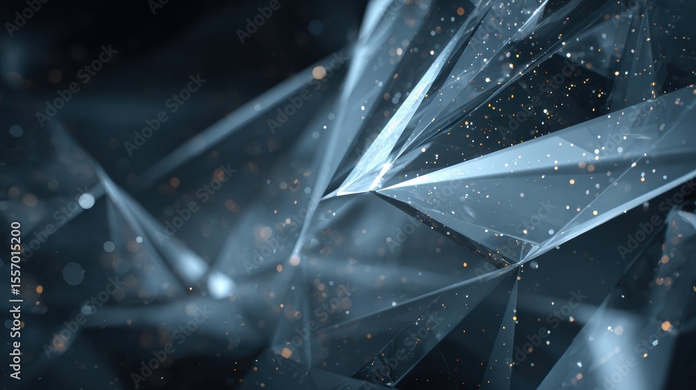 Poster abstract futuristic design with geometric shapes and glowing particles, perfect for tech and innovat