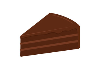 A wedgeshaped chocolate cake with layers and a dark chocolate topping
