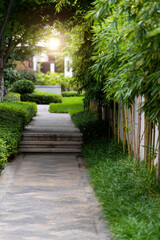 Stone staircase in the garden