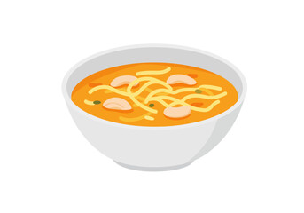 Bowl of soup with noodles beans and a light broth