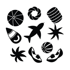 Sixteen Summer Sandals and Seagulls Beach Illustration