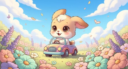 Fototapeta premium Cute Wallpaper, A super cute fluffy baby animal Cartoon