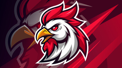 Obraz premium Geometric Rooster Illustration Low-Poly Chicken Design