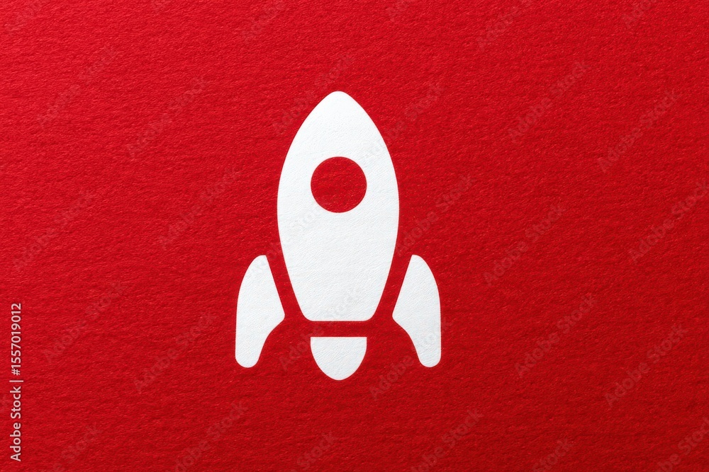Aufkleber dynamic rocket symbol against a bold red backdrop representing innovation and aspirations for advanc