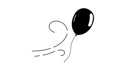 flying Latex Balloon, black isolated silhouette