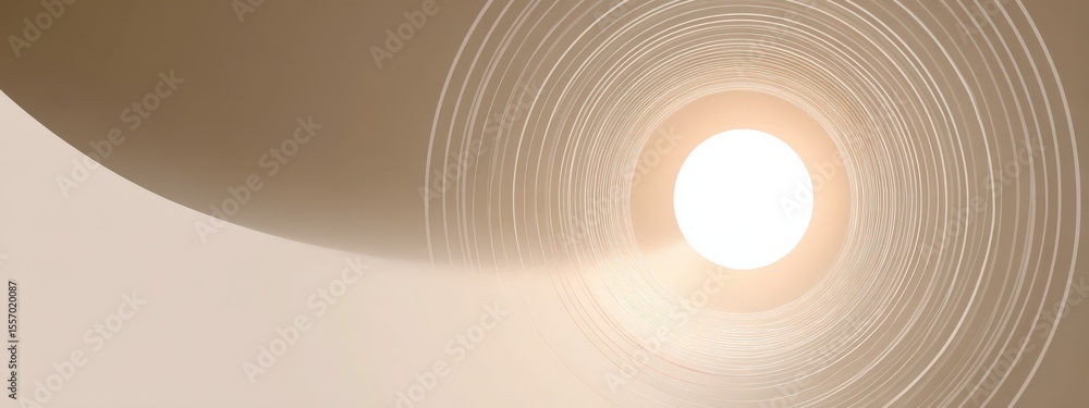 Poster abstract visualization of a circular tunnel leading towards a bright light symbolizing clarity and h