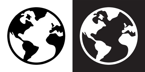 Globe icon vector. Earth icon sign symbol in trendy flat style. Planet vector icon illustration isolated on white and black background