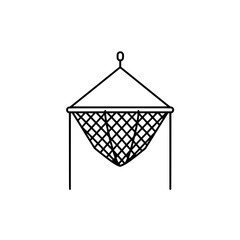 Hammock Silhouette: A minimalist line drawing presents a cozy hammock, inviting relaxation and leisure with its clean lines and inviting form.