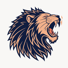 Lion head mascot angry roar vector icon