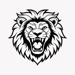 Lion head mascot angry roar vector icon