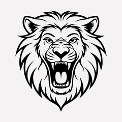 Lion head mascot angry roar vector icon