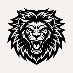 Lion head mascot angry roar vector icon