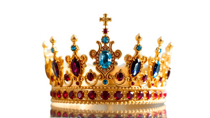 Golden Emerald Crown PNG – Royal Jewel Clipart with Transparent Background
