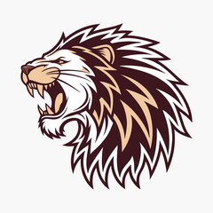 Lion head mascot angry roar vector icon
