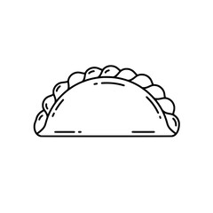 Taco Line Art: Simple line drawing of a taco, perfect for menus, websites or recipe illustrations. 
