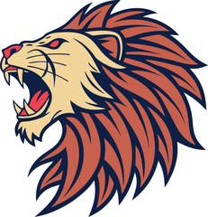 Lion head mascot angry roar vector icon
