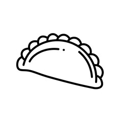 Savory Pocket Delight: A line art rendering of an enticing empanada. This minimalist illustration is perfect for food-related designs, menus, and culinary projects. 