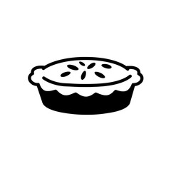 Simple Pie Icon: Minimalist black and white icon of a pie, perfect for menu designs, recipe books, or Thanksgiving themes.