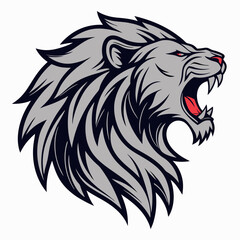 Lion head mascot angry roar vector icon