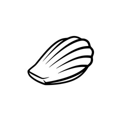 Elegant Seashell Monochrome: A minimalist illustration showcases the natural beauty of a single seashell, its delicate curves and ridged texture captured in stark monochrome.