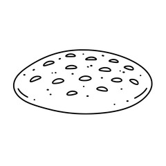 Cookie Outline: A simplistic black and white graphic of a freshly baked cookie, with visible textured, depicting the joy of simplicity.