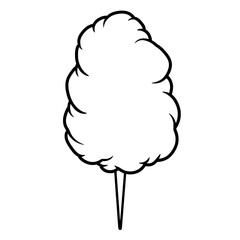 Cotton Candy Treat: A whimsical illustration of a fluffy cotton candy confection on a stick, perfect for menus, advertisements, or children's illustrations.