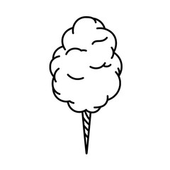Cotton Candy Treat: A whimsical illustration of a fluffy cotton candy confection on a stick, perfect for adding a touch of sweetness to any design. 