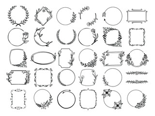 Assorted floral decorative frames in various shapes.